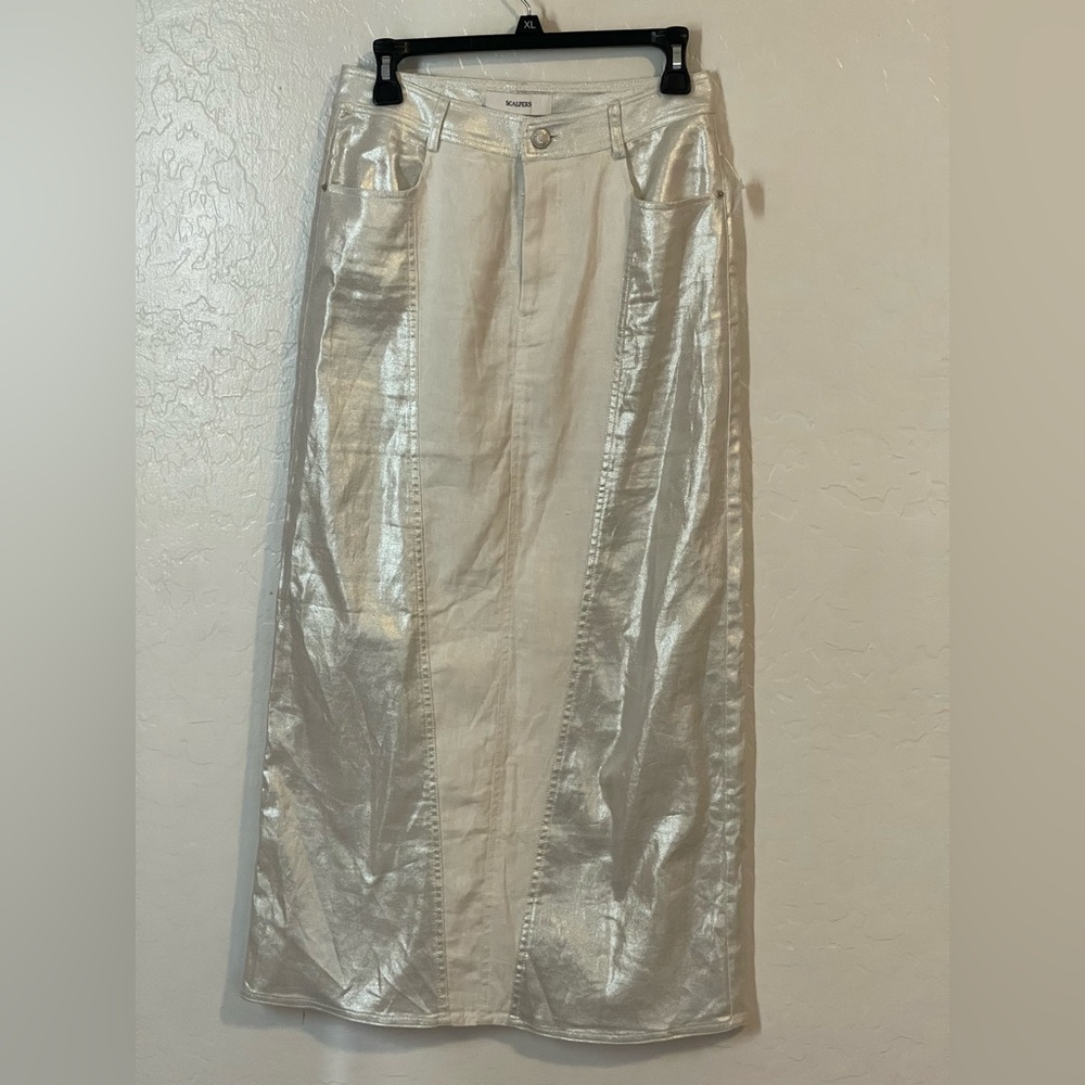 Scalpers Silver And White Maxi Skirt Casual NWT